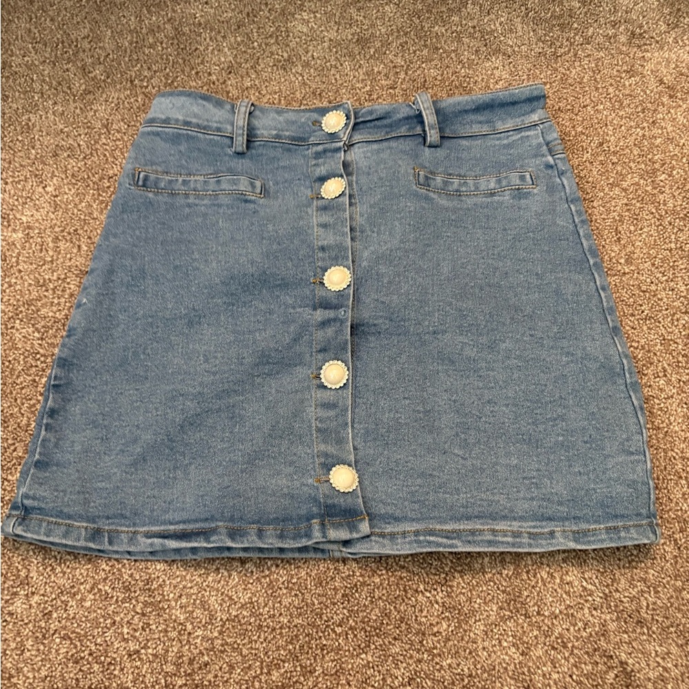 Blue A-Line Mini Skirt Casual